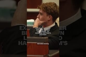 Ex-frat leader breaks down listening to hazing victim's father