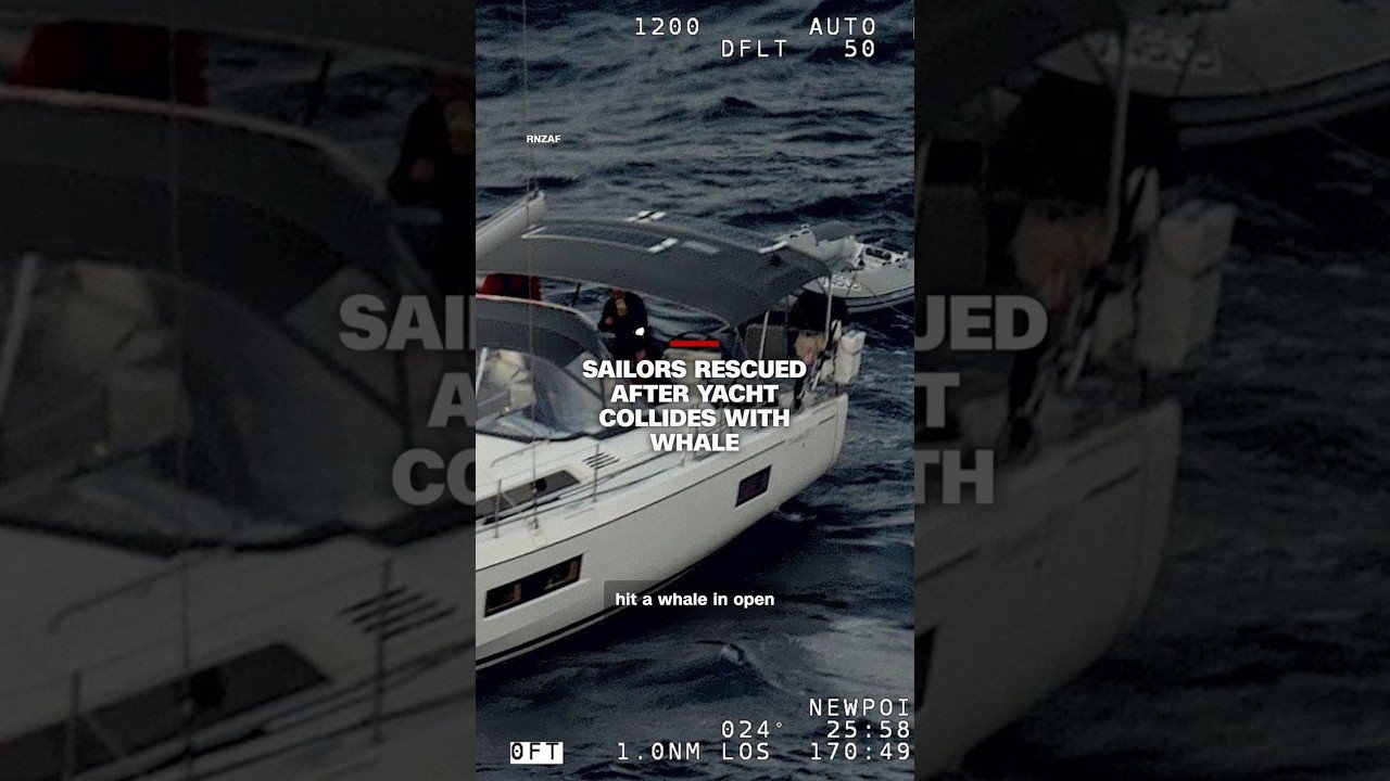Sailors rescued after yacht collides with whale