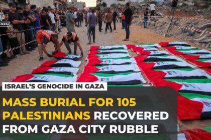 Gaza holds mass burial for more than 100 Palestinians recovered from rubble