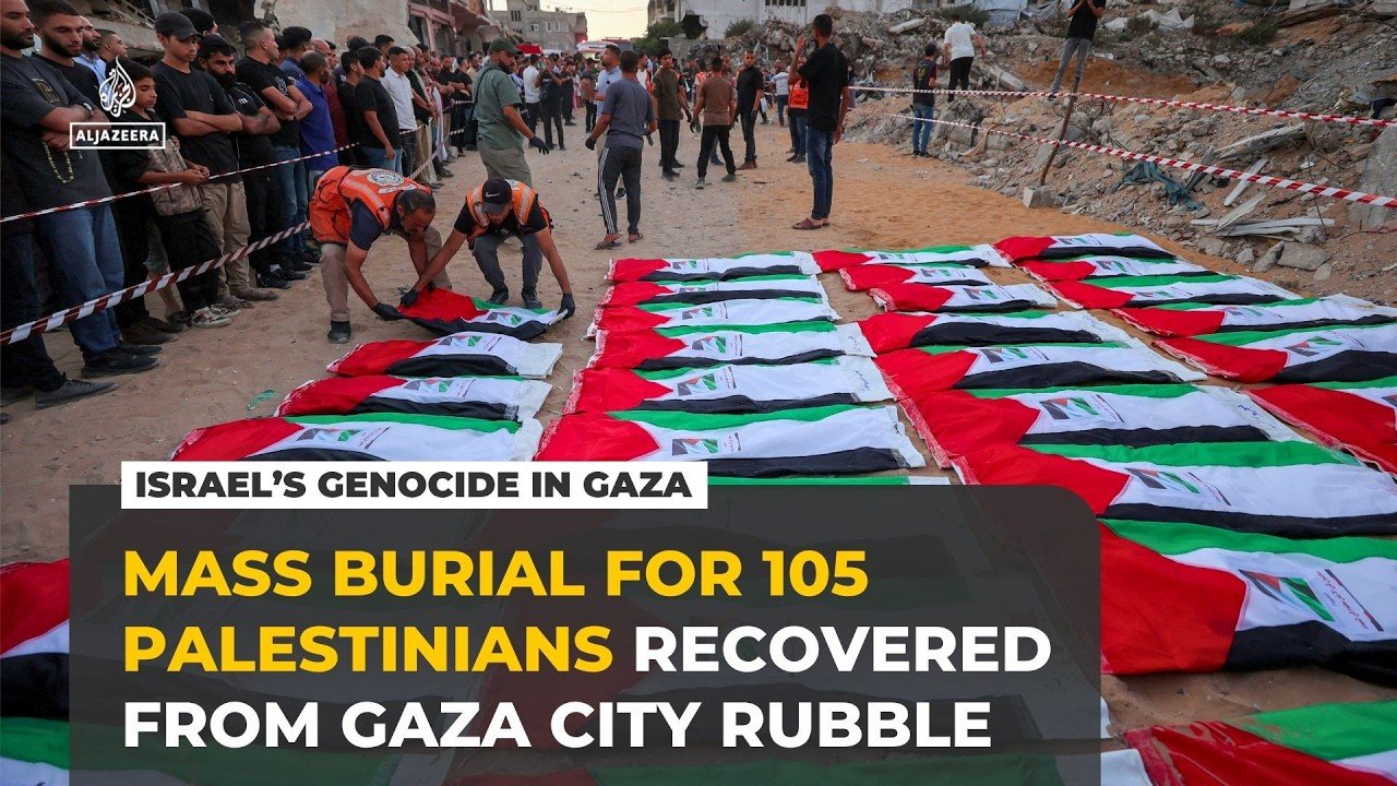 Gaza holds mass burial for more than 100 Palestinians recovered from rubble