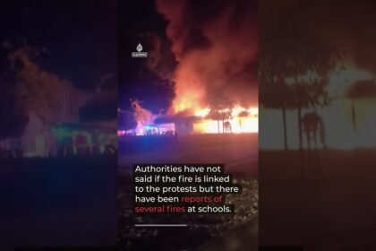 French high school engulfed in flames as student protests continue