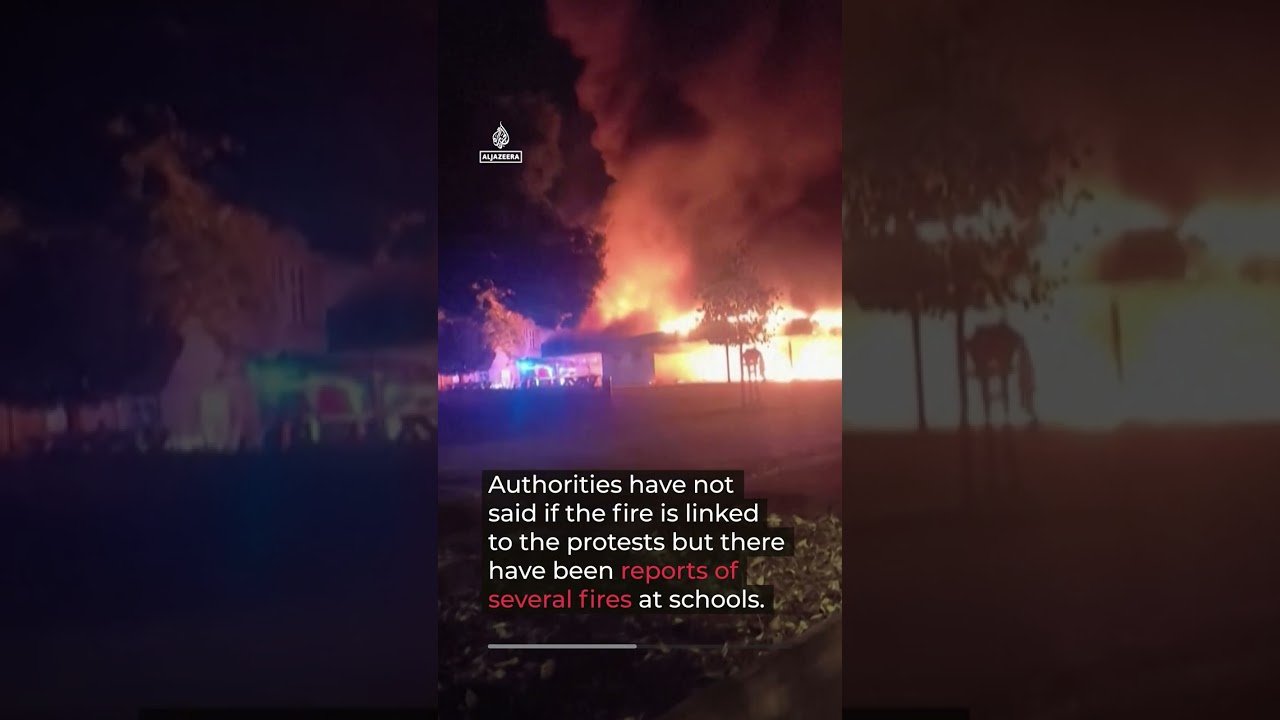 French high school engulfed in flames as student protests continue