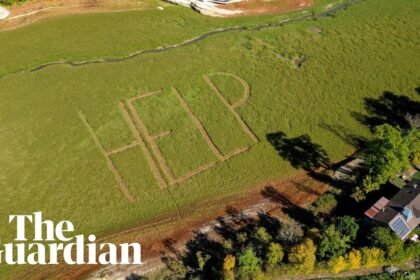 Giant 'HELP' sign emerges on drought-stricken Swiss lakebed