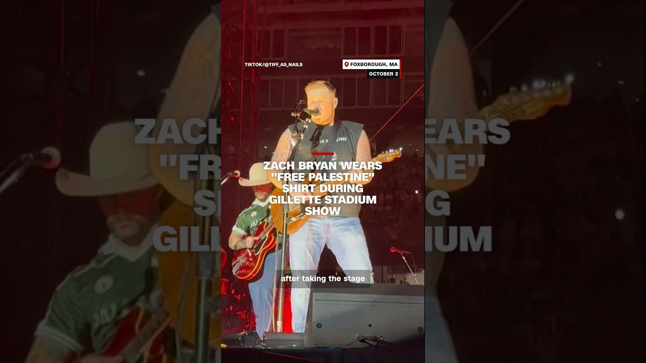 Zach Bryan wears Free Palestine Shirt at Gillette Stadium