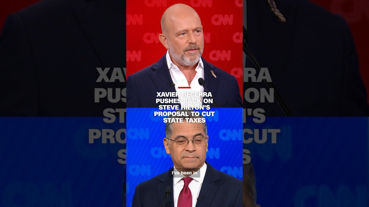 Democrat Xavier Becerra disagrees with Republican Steve Hilton's proposal to cut state taxes