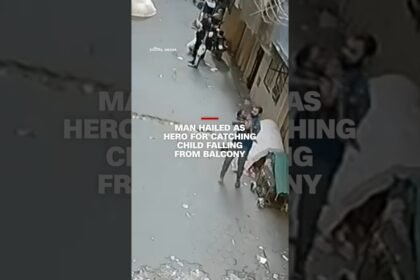 Man hailed as hero for catching child falling from balcony