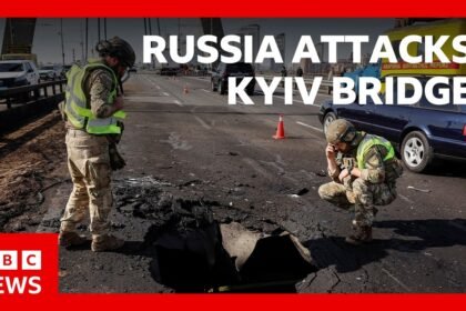Russia strikes Ukrainian bridge as German Chancellor Merz visits Kyiv | BBC News