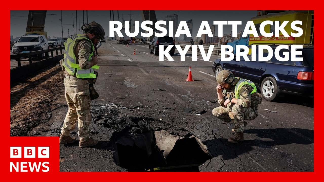 Russia strikes Ukrainian bridge as German Chancellor Merz visits Kyiv | BBC News