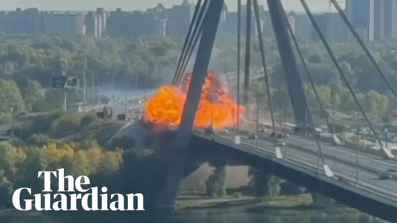 Russian drone hits key bridge in Kyiv on German chancellor's visit