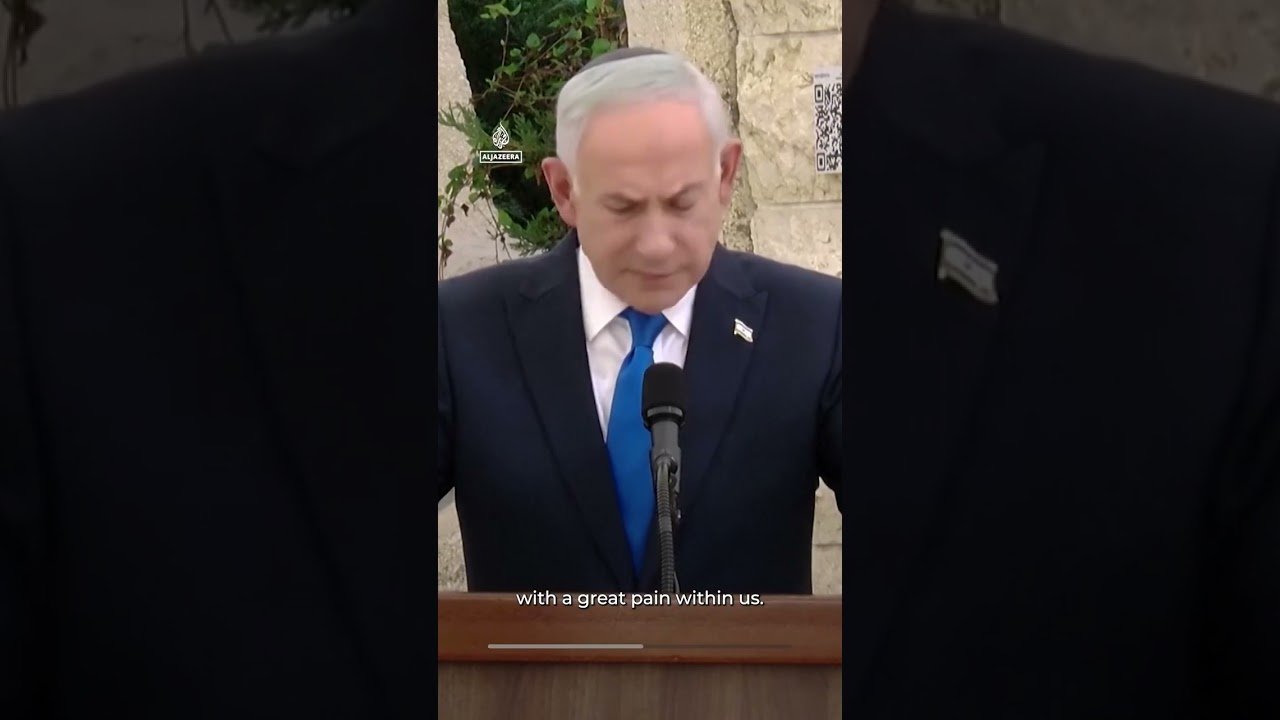 Protester interrupts Netanyahu’s speech at October 7 memorial | AJ #shorts