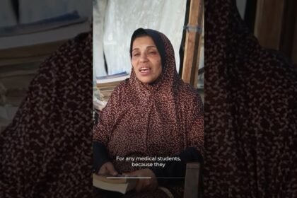 Gaza woman rescues books from rubble to keep education alive | AJ #shorts