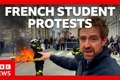 On the ground at French student mass protests | BBC News