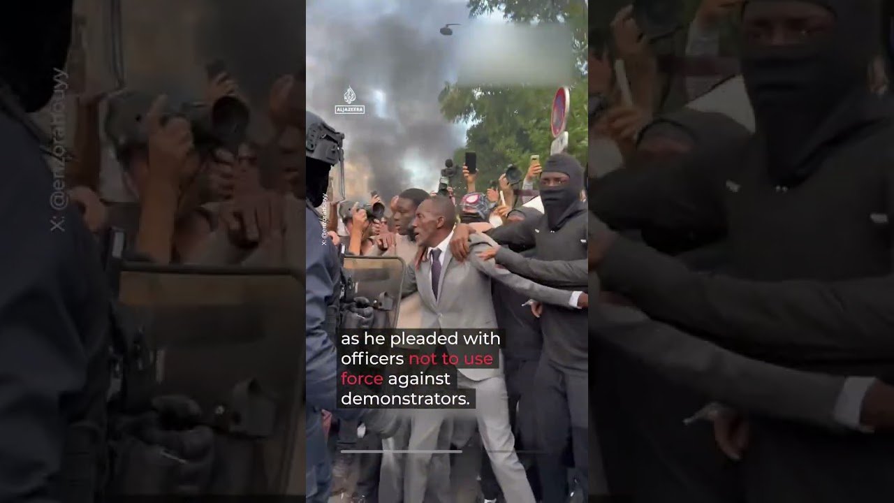 French mayor tear-gassed after shielding protesters from police | AJ #shorts