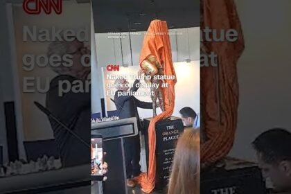 Naked  Trump statue goes on display at EU parliament