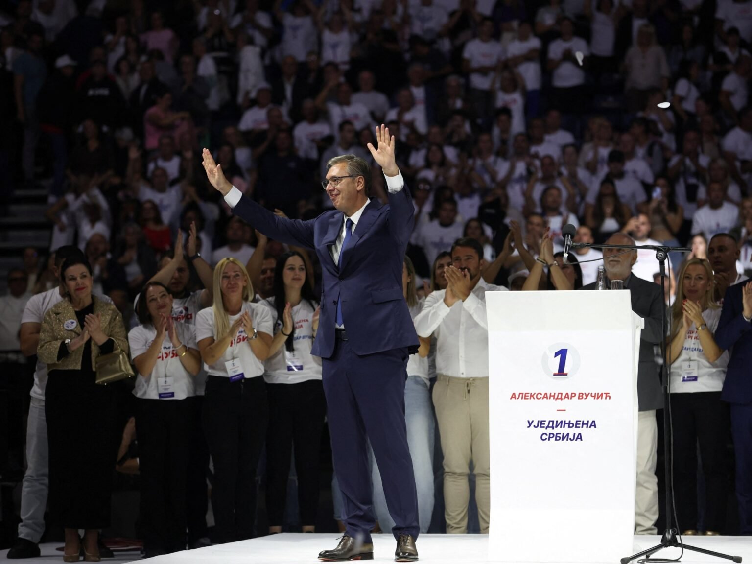 Serbian populist leader Vucic launches campaign for prime minister
