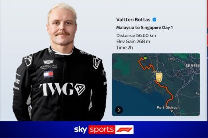 Bottas cycling 250 miles from Sepang to Marina Bay ahead of Singapore GP