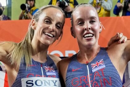 Hunter Bell celebrates in Team GB's 'glam' female track success